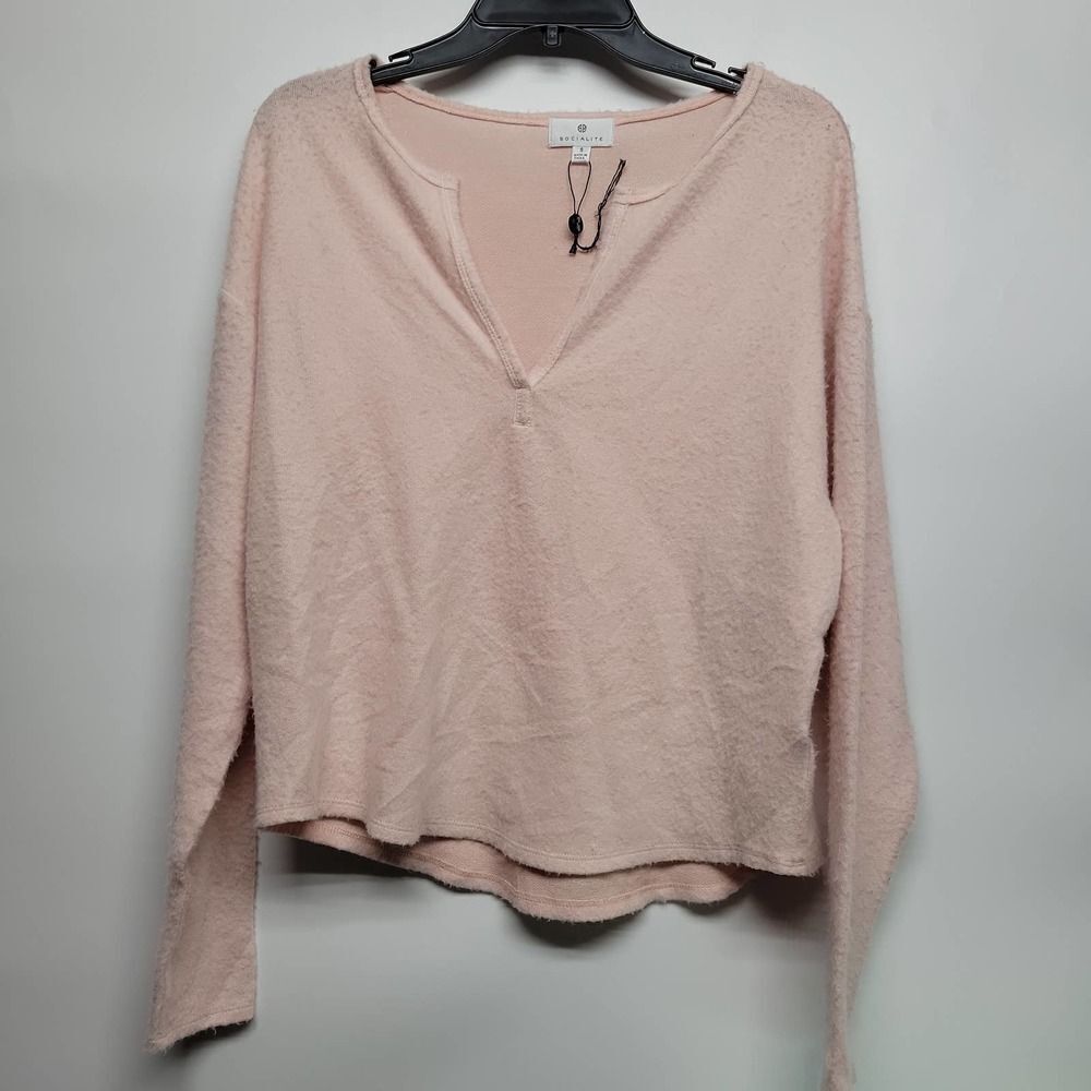 Socialite Pink V-Neck Long Sleeve